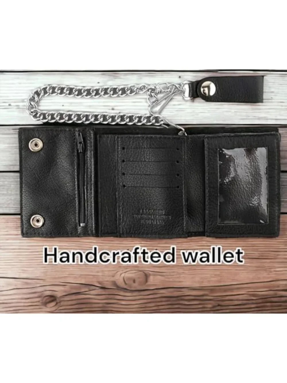 Vintage Biker Leather Wallet for Men - RFID Blocking, Tri-fold, Snap Closure